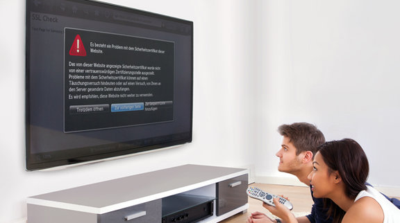 Warnhinweis im Smart-TV nach behobener Sicherheitslücke